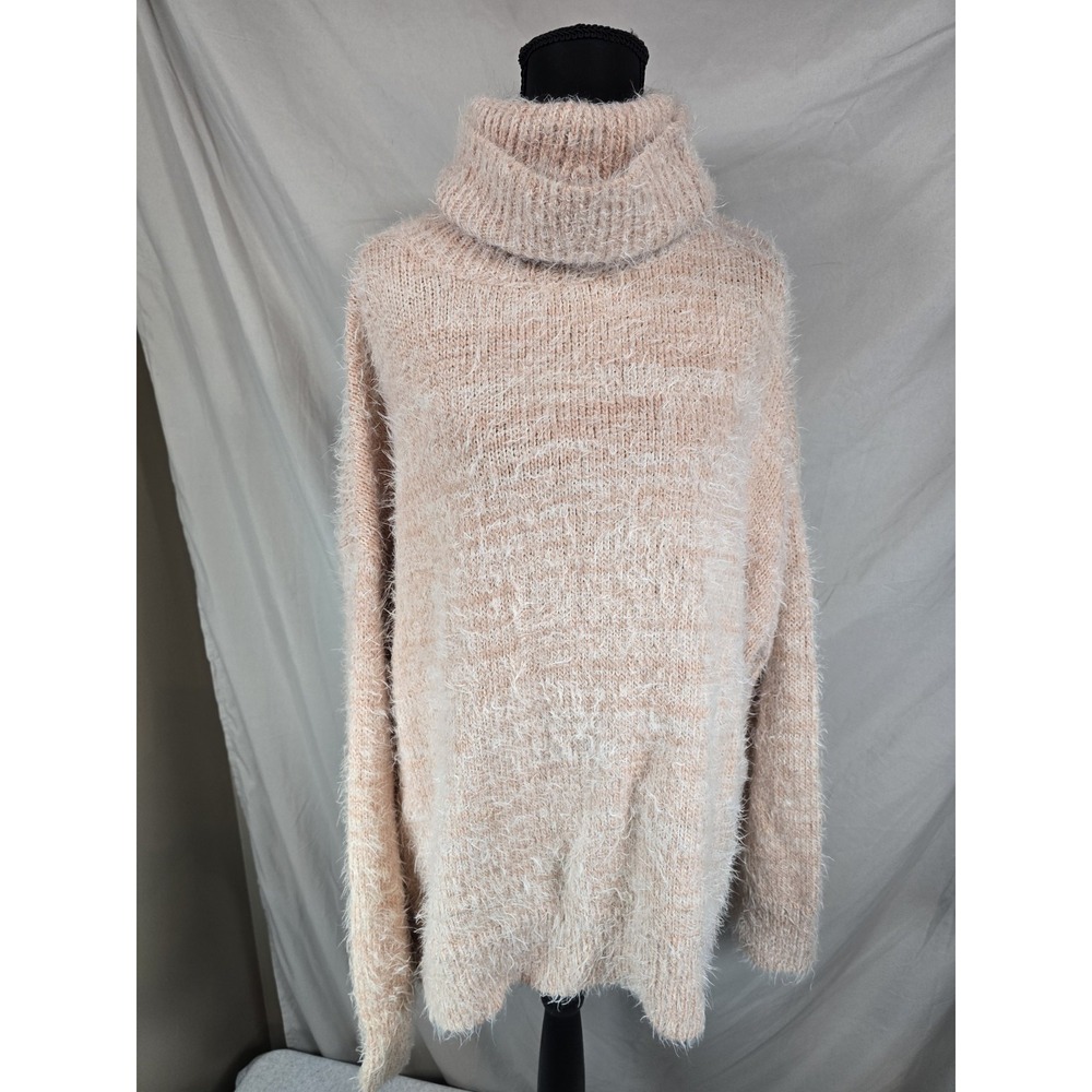 Show Me Your Mumu Sweater Womens Large Pink Fatima Fuzzy Turtleneck Pullover